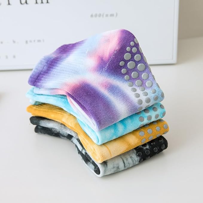 Non-Slip Pilates Yoga Socks with Grips for Women - Stylish Crew Socks for Barre, Ballet, and Workout (Size 5-9)