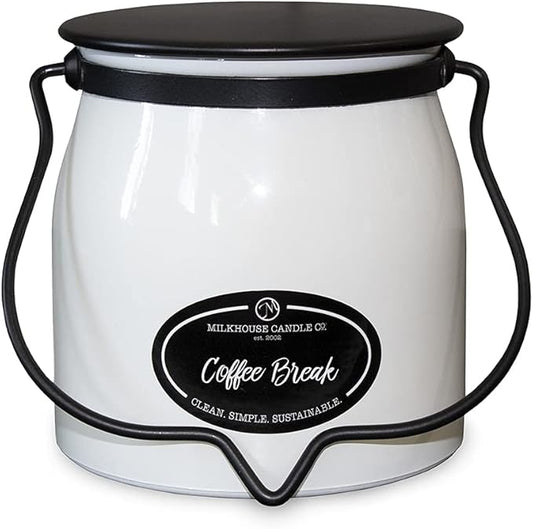 Milkhouse Candle Company - Coffee Break - Creamery Collection - 16oz Double Cotton Wick Soy Candles with Beeswax - Long Burn Time, Made in The USA - Non Toxic, Premium Scented Candles