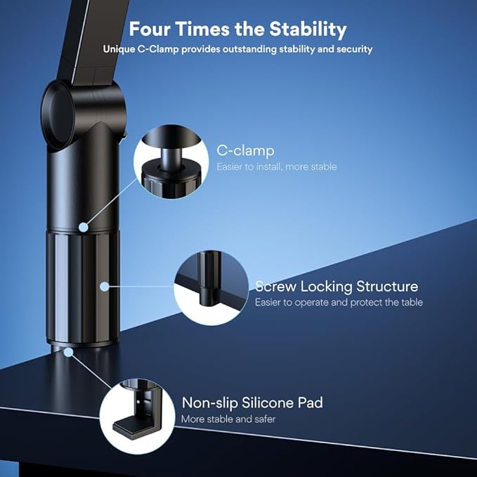 MAONO Microphone Boom Arm, Heavy Duty Low Profile Mic Arm with Cable Management Channels, Desk Mount Clamp, Fully Adjustable Mic Stand for Podcast Studio Streaming (Heavy Duty Mic Arm)