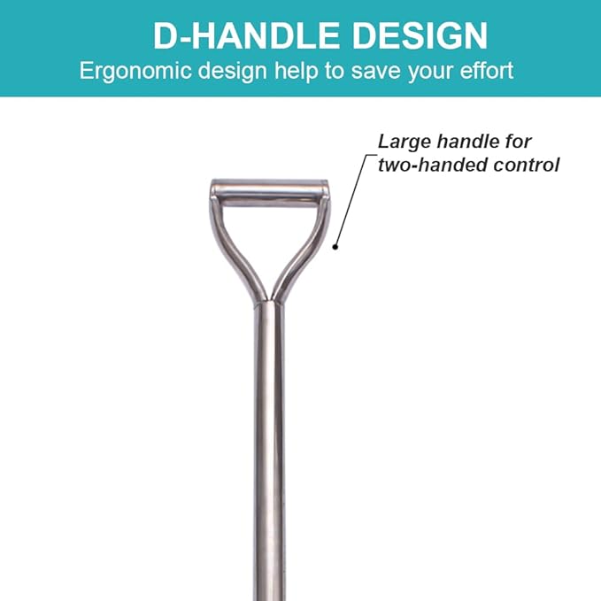 31.5 Inch Flat Head Garden Shovel, D Handle Square Flat Spade Shovel for Gardening, All Stainless Steel Made
