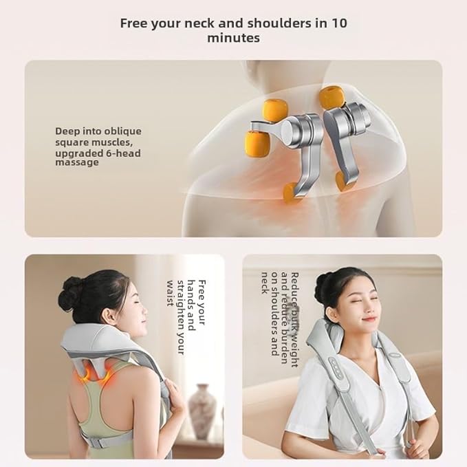 Trapezius Massager for Neck Shoulder & Back Pain Relief - 3D Kneading Heating Pad with 2 Massage Modes, Adjustable Strap for Office/Home Use