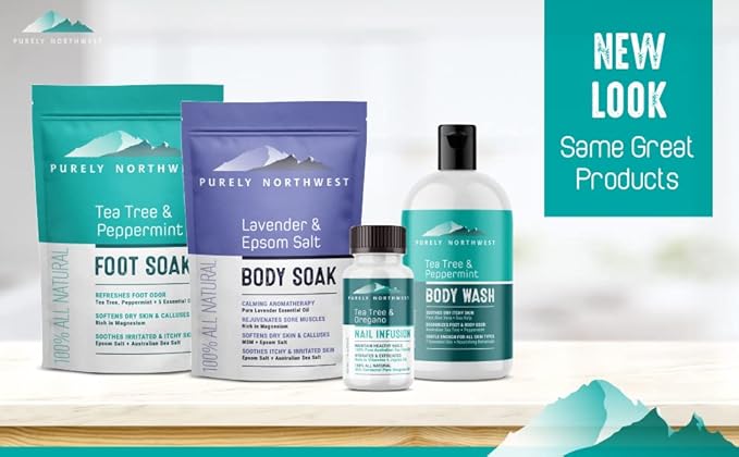 Epsom Salt Tea Tree Foot Soak-Toenail Repair, Softens Thick Calluses & Corns, Stubborn Foot Odor, Athletes Foot Burning & Itching, Damaged Discolored Nails: Purely Northwest USA 16 ounces/1Lb