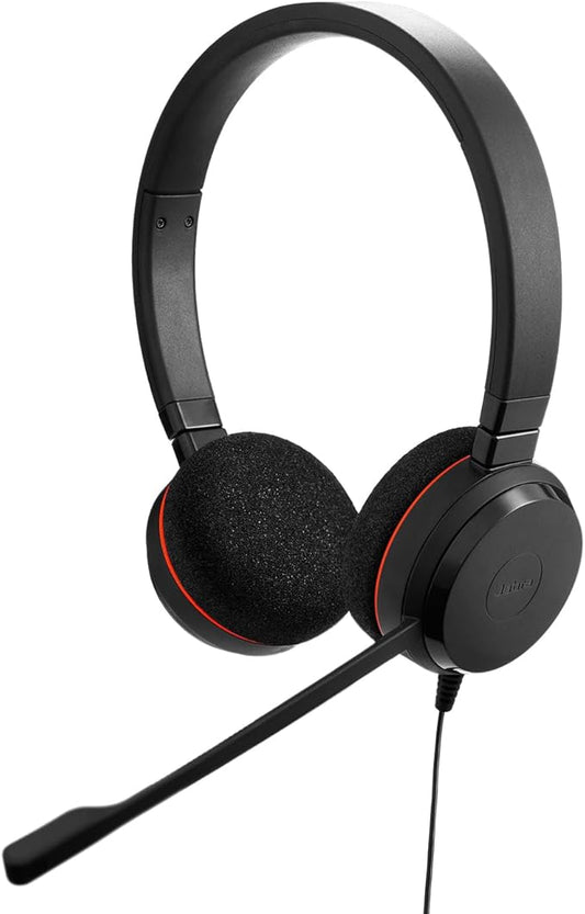 Jabra Evolve 20 Wired Headset (2025 Edition) - Dual-Ear Wired Headset for Office and Work from Home - Call Control - All Platforms - USB-C/A Connectivity - Black