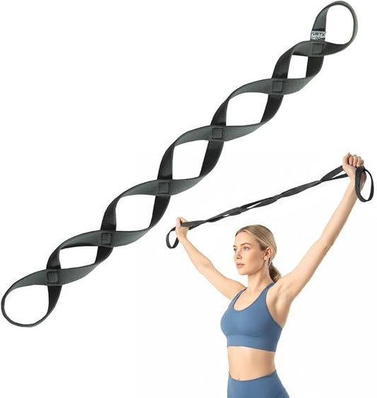 VRTX Stretch Straps for Exercise | Yoga & Pilates Stretching Bands w/ 7 Loops | Resistance Bands for Fitness Workout, Home Gym, Physical Therapy | Soft Mesh Cloth, Durable – Single Pack