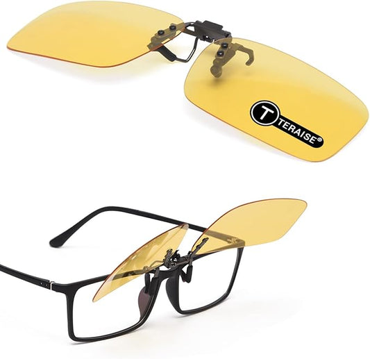 TERAISE Clip-on Night Vision Glasses Flip up Driving Glasses Men Women HD Polarized Anti Glare UV400 for Outdoor