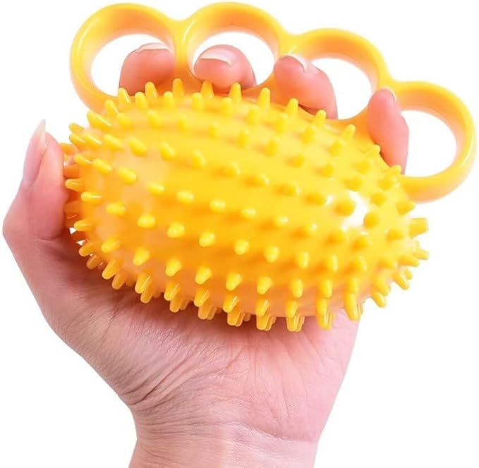 Hand Exerciser Ball and Finger Stretcher, Hand Grip Strengthener Trainer, Squeeze Balls, Wrist Pain Relief (Yellow)