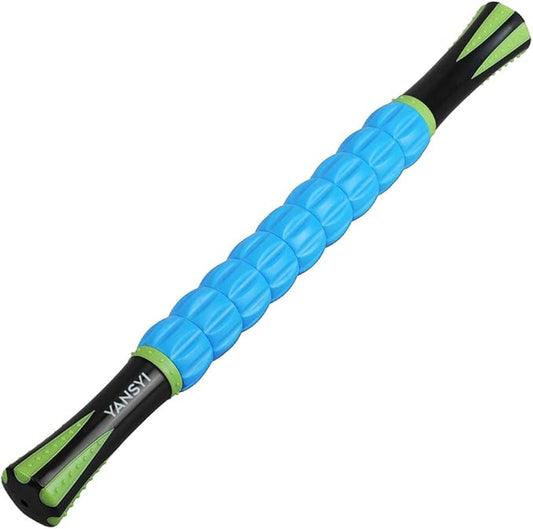 Yansyi Muscle Roller Stick for Athletes - Body Massage Roller Stick - Release Myofascial Trigger Points Reduce Muscle Soreness Tightness Leg Cramps & Back Pain for Physical Therapy & Recovery (Blue 2)