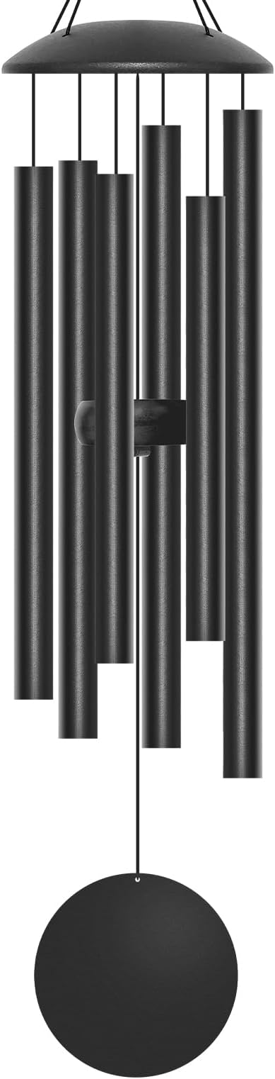 28" Wind Chimes for Outside, Metal Outdoor Wind Chimes with Soothing Melodic Tones, Wind Chime Unique Gift for Mom, Grandma, Perfect Outdoor Garden Decor(Black)