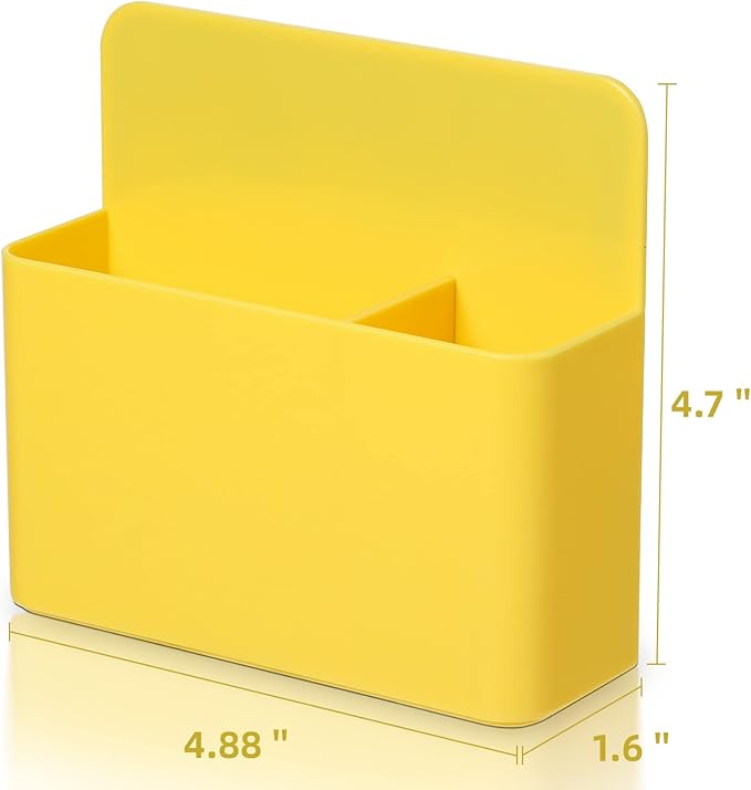 Mabrasse 2p Magnetic Dry Erase Marker Holder,Pen and Eraser Holder for Whiteboard, Magnet Pencil Cup Utility Storage Organizer for Office, Refrigerator, Locker and Metal Cabinets (Yellow)