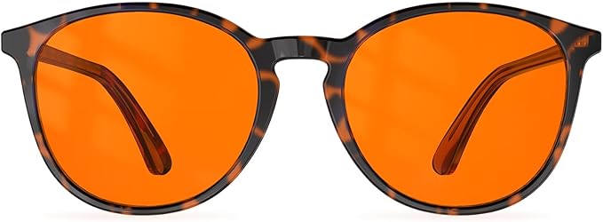 Bloomoak 99% Orange Blue Light Blocking Glasses,Retro Trendy Round Style,Relieve Eye Fatigue,Improve Sleep For Screens/Games