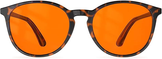 Bloomoak 99% Orange Blue Light Blocking Glasses,Retro Trendy Round Style,Relieve Eye Fatigue,Improve Sleep For Screens/Games