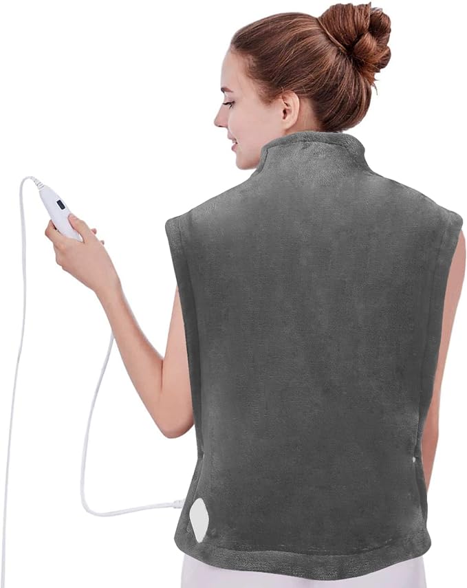 DAILYLIFE Heating Pad for Neck and Shoulders and Back, Electric Heating Pad for Back Pain Relife, 6 Heating Settings, UL Certified with Overheating Protection and Machine Washable, 26"x35", Gray