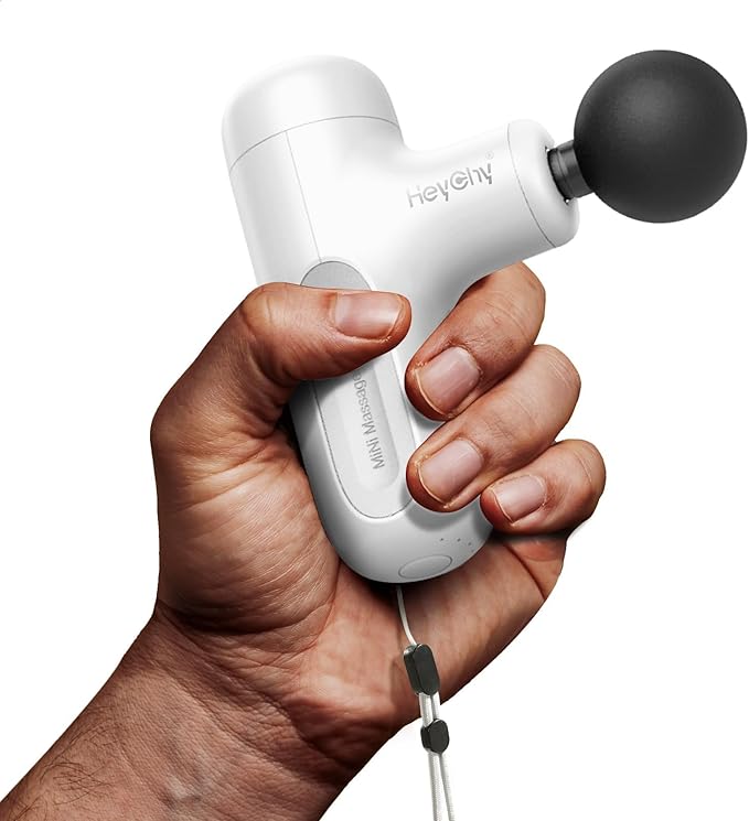 Super Mini Massage Gun Deep Tissue with 5 Speeds, Small Travel Size Percussion Muscle Massager for Pain Relief with 4 Attachments, Handheld Portable Massager Gun for Man & Women, White