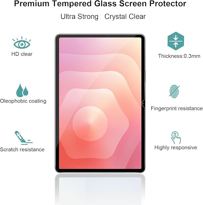 Gerutek Screen Protector 3 Pack for Samsung Galaxy Tab S11/S10 Lite/S10 FE/S9 FE 5G/Tab S9/ S8/ S7 (10.9/11 inch) Tempered Glass Film with Alignment Frame, HD Clear, 9h Hardness