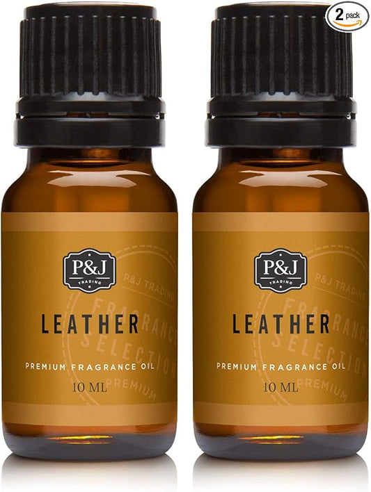 P&J Trading Fragrance Oil | Leather Oil 10ml 2pk - Candle Scents for Candle Making, Freshie Scents, Soap Making Supplies, Diffuser Oil Scents