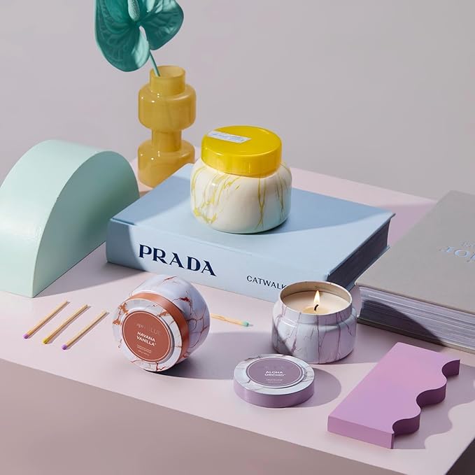 Capri Blue Modern Marble Jar Candles - Luxury Scented Candles for Home - Long Lasting Soy Wax Blend - Scented Home Decor Gifts - Pineapple Flower (19 oz)