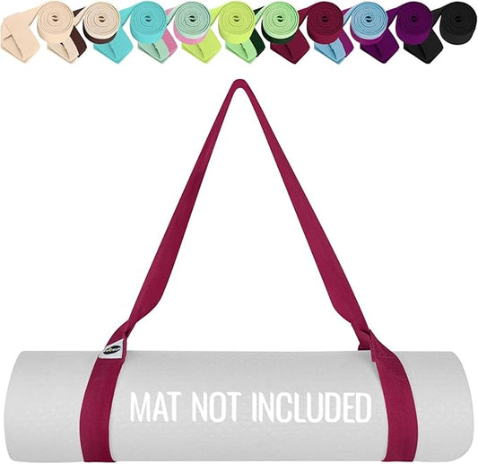 TECEUM Yoga Mat Strap – 30+ Colors – Adjustable Mat Holder Sling Carrier for All Mats [Mat Not Included]