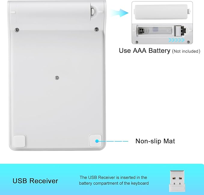 TRELC Wireless Numeric Keypad, Mini 2.4G 18 Keys Number Pad, Portable Silent Financial Accounting Numeric Keypad Keyboard Extensions with Wireless Mouse for Laptop, PC, Desktop, Notebook (White)