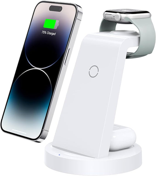 3 in 1 Charging Station for iPhone - Wireless Charger for Apple Products Multiple Devices - Charging Dock Stand for AirPods (for iPhone 17 16e 16 15 14 13 pro 12 11 X Max)