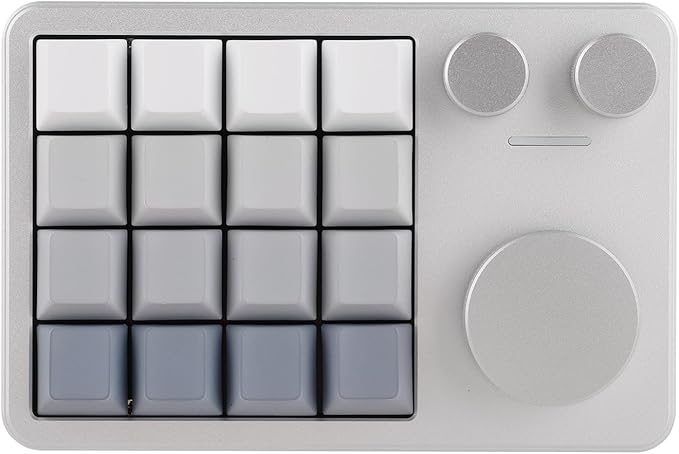 KiiBoom Cybrix 16 VIA Programmable Macro Pad - 16 Keys + 3 Knobs, Type-C Wired Aluminum Numpad, Hot-Swappable PCB, RGB Backlight, Lightweight & Portable Numeric Keypad for Windows & Mac (Silver)