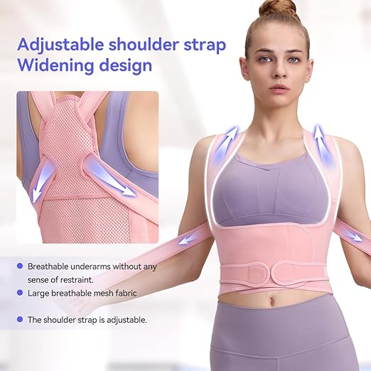 Fit Geno Back Brace Posture Corrector for Women and Men, Shoulder Straightener, Adjustable Full Back Support, Upper and Lower Back Pain Relief - Scoliosis, Hunchback, Hump, Thoracic, Spine Corrector (Multicolor, Large)