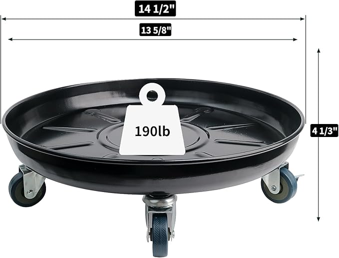 Heavy-Duty Plant Caddy with Wheels 14 Inch, 360° Lockable Caster,Outdoor Rolling Plant Dolly That is Not Easily Rusted, Indoor Metal Plant Cart with Rollers, Plant Pot Trolley, Black 2Pack