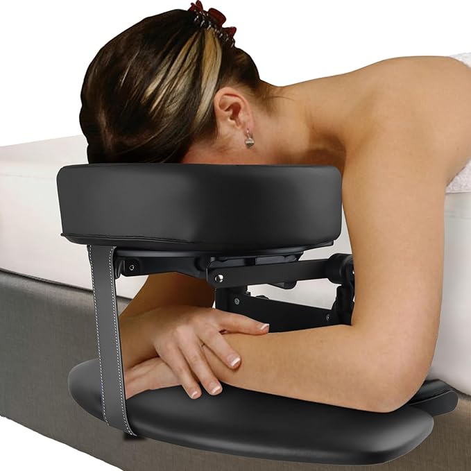 TOROKOM Adjustable Headrest Face Pillow Cradle & Face Cushion Support Bracket, Headrest Face Cushion Face Pillow, Salon Home Mattress Massage Kit (Black)