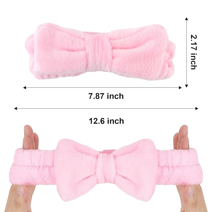 Ondder Spa Terry Cloth Skincare Headbands for Women - 8 Pcs Cute Bow Hair Bands for Makeup, Face Wash and Skin Care