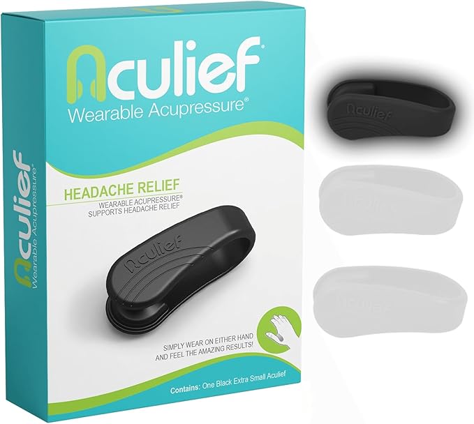 Aculief Wearable Natural Acupressure Support - Targeted Tension Management & Acupressure Tool - Discreet On-The-Go Comfort - Adjustable Fit for Daily Stress - X-Small, Black