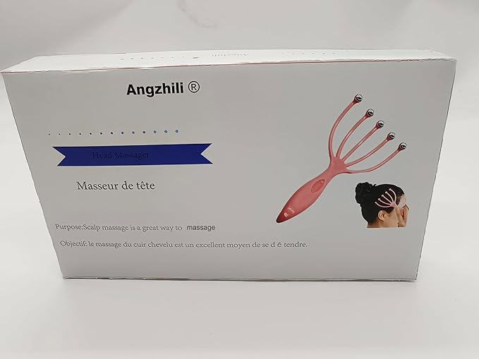 Angzhili Head Massager,Protable Hand Held SPA Scalp Massager for Stress Relax,Gentle Massage Comb Massager,Comfortable Handheld Claw Scalp Massager (Pink)