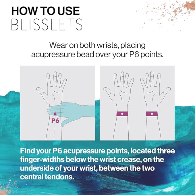 Blisslets Acupressure Relief Band - Cartagena Collection - Parentage (Blue/Camel, Large - 6 3/4" - 7 1/2")