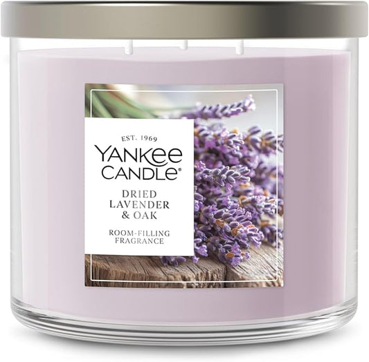 Yankee Candle 3 Wick Candle Jar, Scented Candle with up to 40 Hours of Burn Time, Premium Plant Wax Blend for Consistent Long Lasting Scent from First to Last Burn, Dried Lavender & Oak