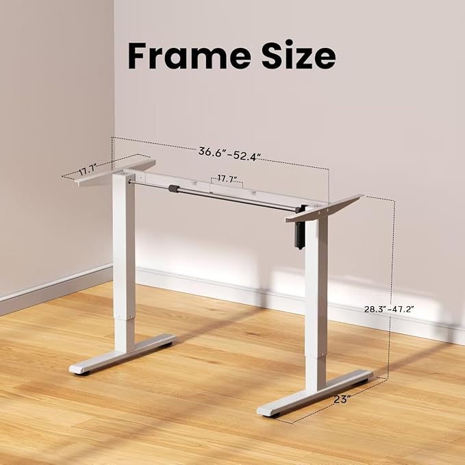Standing Desk Frame for 37 to 77.5’’ Desktop, Electric Height Adjustable Desk Legs, 176 lbs Motorized Desk Legs Workstation Frame with Memory Presets, White Frame Only