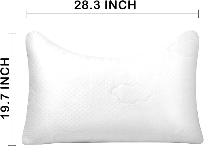 Cooling Memory Foam Pillows for Deep Sleep Bed Pillow & Washable Cover Cooling Pillow for Neck PainRelief Pillow for Shoulder & Back Crescent White-Cooling++ (Queen+Extra Fill) Pack of 2