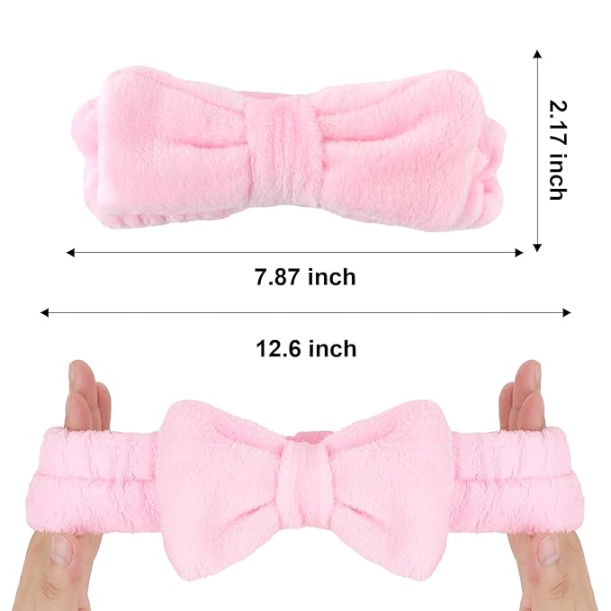 Ondder 8 Pcs Spa Terry Cloth Headbands for Skincare, Makeup, Face Wash - Cute Hair Bands with Bow for Women