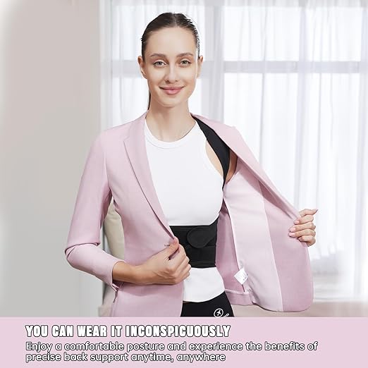 Back Brace Posture Corrector for Women and Men, Black, Adjustable Support with Removable Lumbar Pad, Shoulder and Back Straightener for Pain Relief, Spine Alignment (Large)