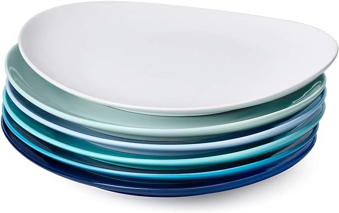 Sweese Porcelain Dinner Plates - 11 Inch Dinner Plates Set of 6 - Dishwasher, Microwave, Oven Safe - Azure Dreamscape Color