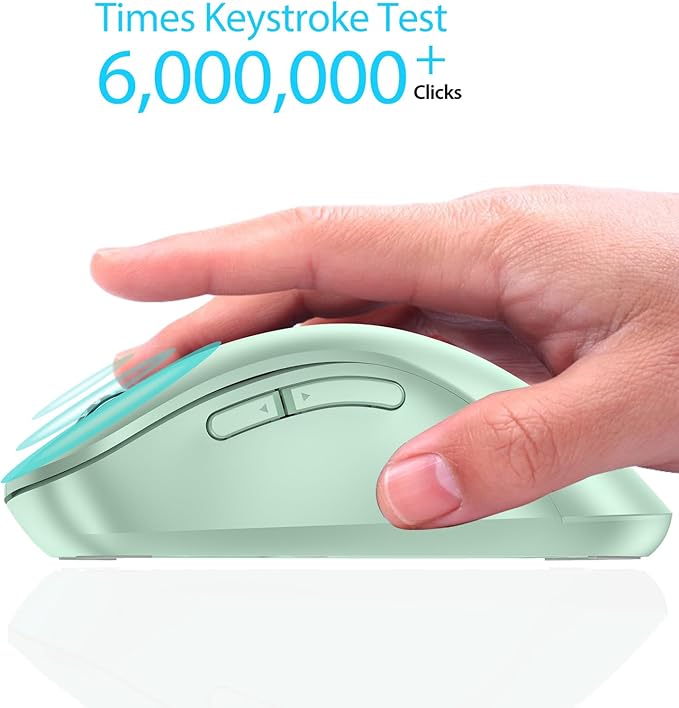 memzuoix 2.4G Wireless Mouse, 1400 DPI Computer Mice USB Receiver, Portable Wireless USB Mouse Battery Powered Cordless Mice for Laptop, PC, Desktop, 5 Buttons (Light Green)