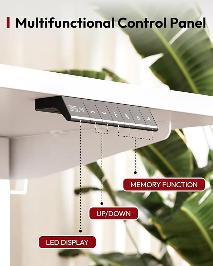SANODESK Standing Desk Height Adjustable Electric Stand up Desk 55x24 Inches Sit Stand Home Office with Splice Board, White Frame/White Top