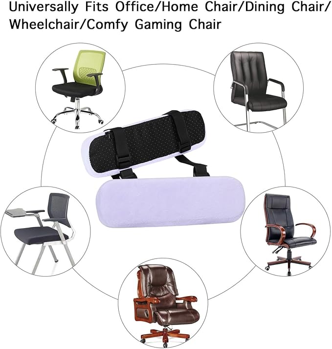 MOSISO Chair Armrest Pads (2 Pack), Memory Foam Home/Office Chair Arm Rest Covers Comfy Computer Gaming Elbow Cushion Removable Washable Elbow Support Forearm Pressure Relief, Purple