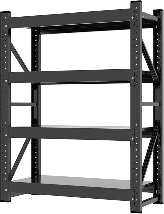 Kobito 3800LBS Garage Storage Shelves, 47" W Garage Shelving Heavy Duty Adjustable Shelving Unit, 4 Tier Metal Utitly Shelves Industrial Shelving for Warehouses,Basement,Black