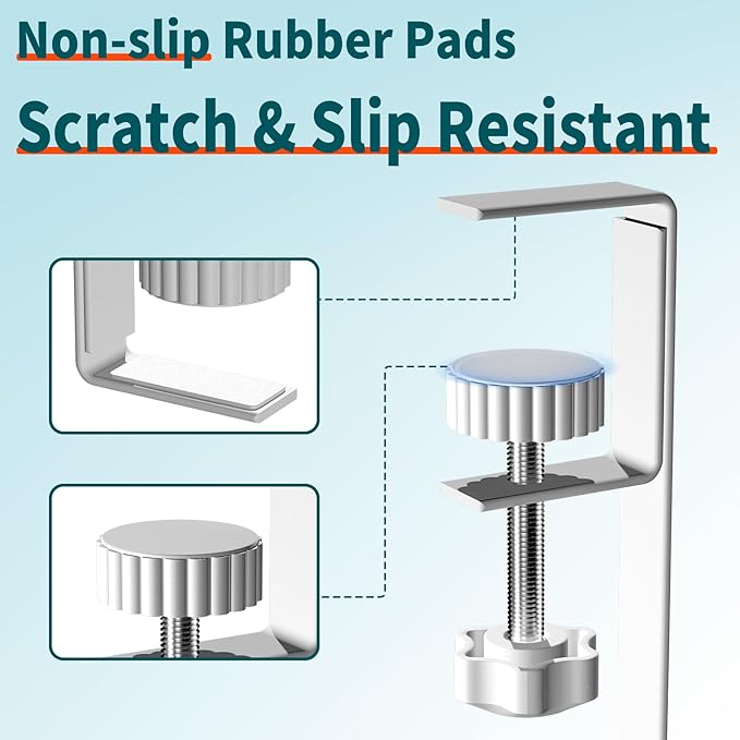 Under Desk Cable Tray White, No Drill Cable Organizer with Clamp for Wire Management, PC Cord Organizer & Workspace Accessories for Office, Home