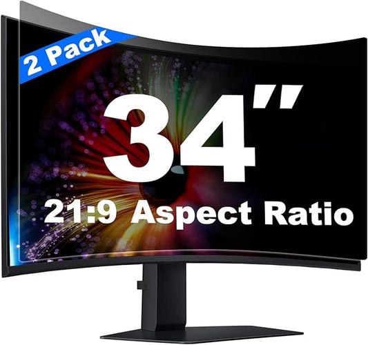 [2 Pack] 34 Inch Computer Privacy Screen for 21:9 Aspect Ratio Widescreen Monitor, Eye Protection Anti Glare Blue Light Filter Shield, Removable Anti-Scratch Anti Spy Protector