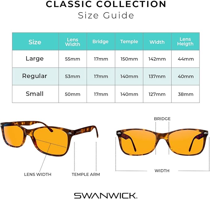 Swanwick Blue Light Blocking Glasses for Women, Men. Sleep Aid. Anti Eyestrain Headache for Computer, Gaming, TV, UV Glare