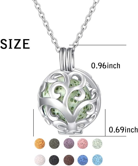 DAOCHONG S925 Sterling Silver Aromatherapy Essential Oil Diffuser Necklace Love Heart Locket Perfume Pendant Necklace Jewelry 18+2" Adjustable Chain