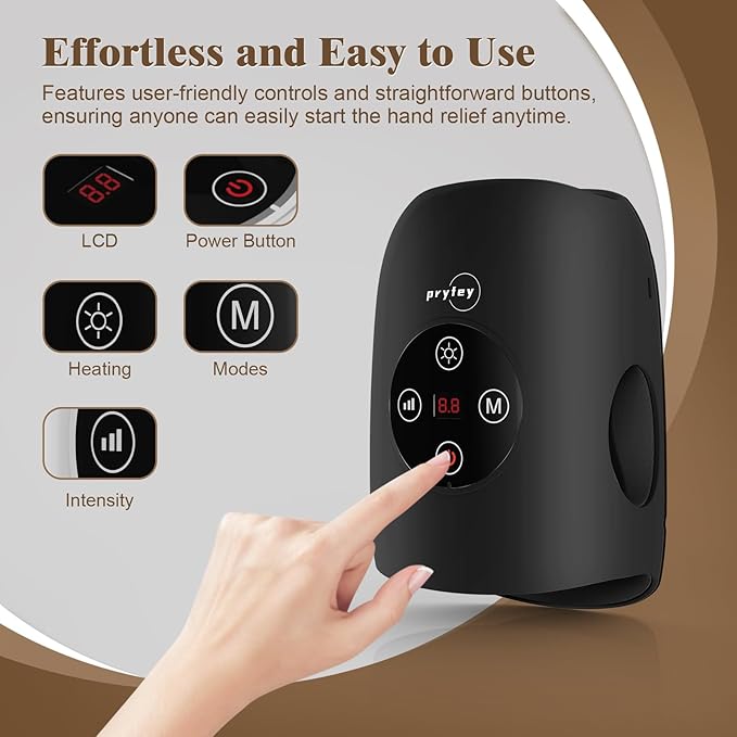 Hand Massager, 9 Modes 9 Intensities Hand Massage, Cordless Hand Massager for Arthritis and Carpal Tunnel, Gift for Men Women Parents Relaxation at Office,Black