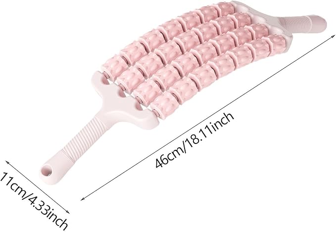 Massage Roller Sticks Handheld Ergonomic Grip Multipurpose Massage Tool Muscle Relaxation for Workout Home Use, Pink