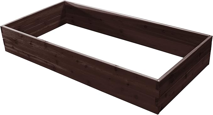 Red Cedar Wood Raised Vegetable Garden Bed - Amish Made in USA (11" Double Raised Bed, Walnut Stain)