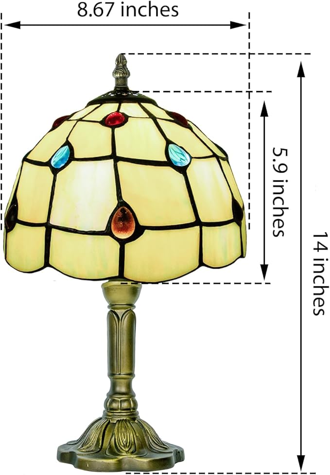 8 Inch Tiffany Lamp, Small Stained Glass Lamp For Bedside, Living Room, Yellow