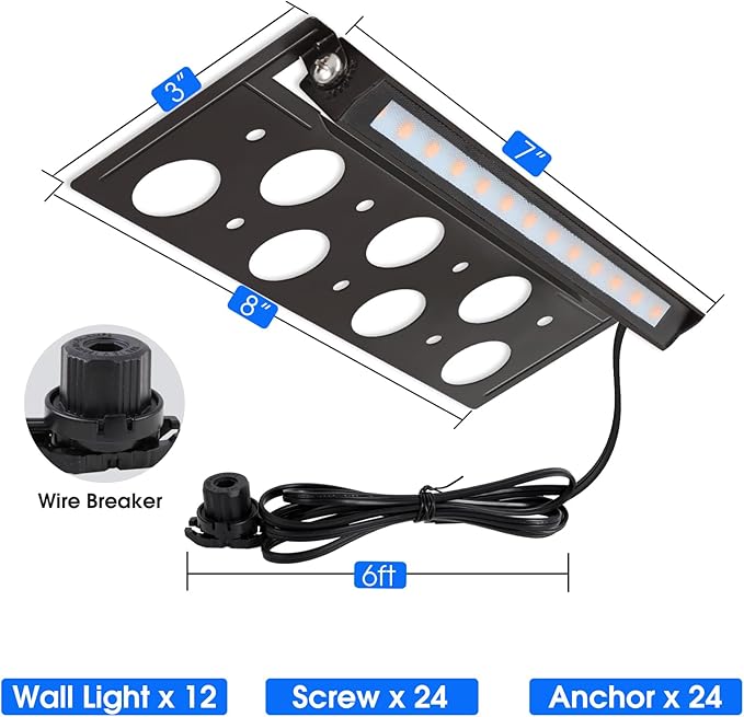 Energetic 7 Inch Retaining Wall Lights, Outdoor LED Step Lights, 4W Low Voltage Landscape Lighting, Waterproof Hardscape Lighting, 12V-24V AC/DC, 3000K Warm White, with Wire Breakers, FCC, 12 Pack